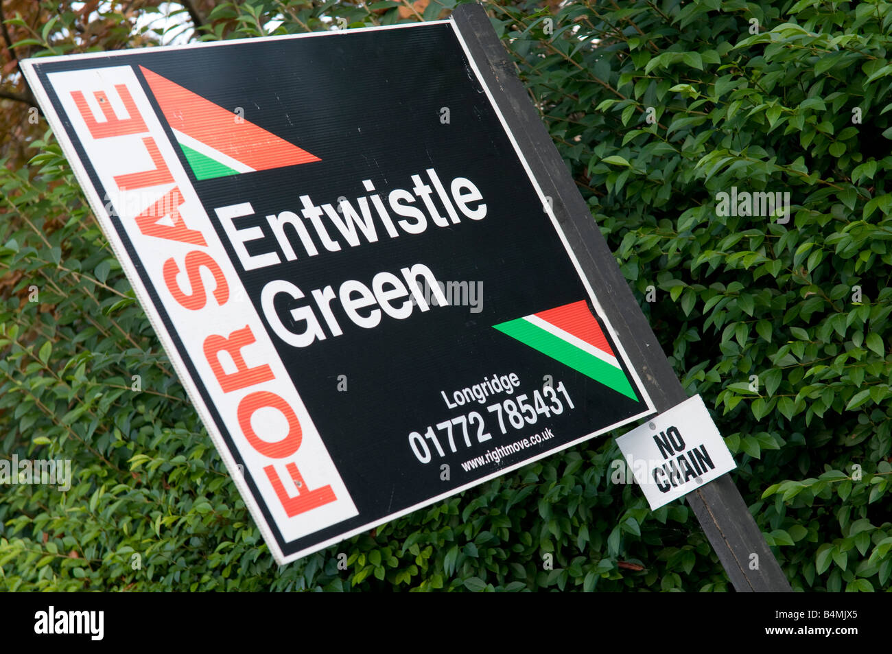 Entwistle Green Estate agent "For Sale" sign "no chain" Preston