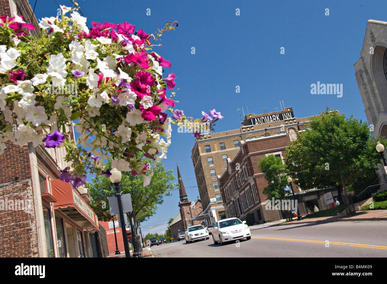 View along Front Street in downtown Marquette Michigan Stock Photo