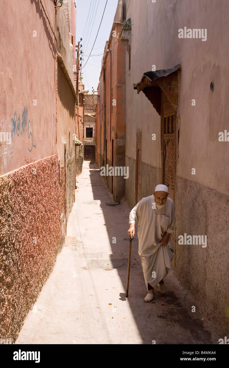 Narrow street in the old town of Marrakesh, Morocco 2007 Stock Photo