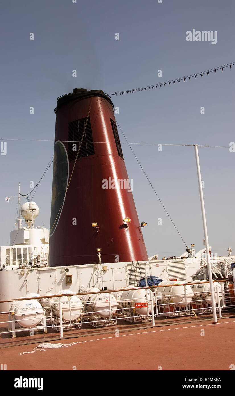 cruise line ship chimney Stock Photo