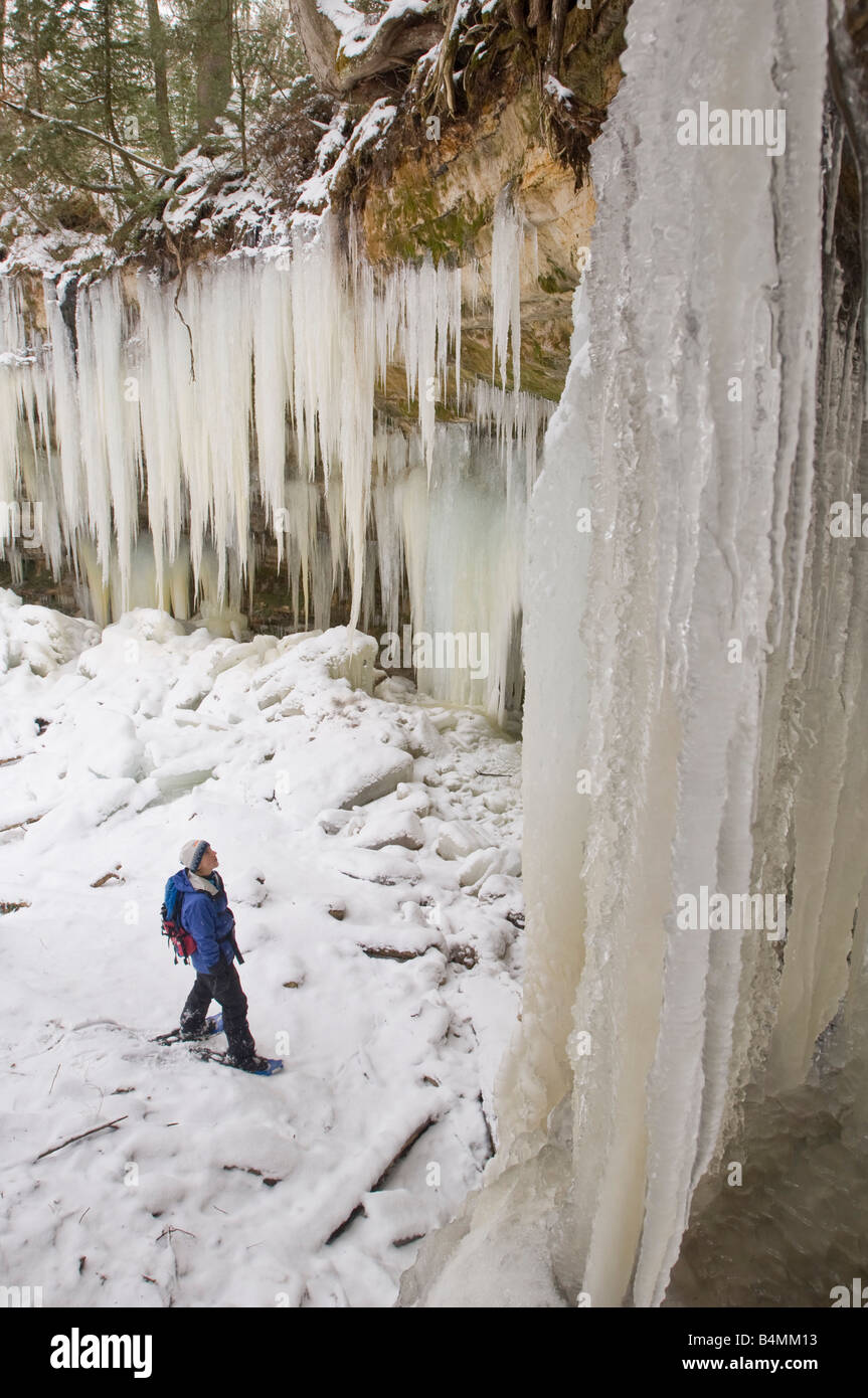 Snowshoeing at the Eben Ice Caves in the Hiawatha National Forest in