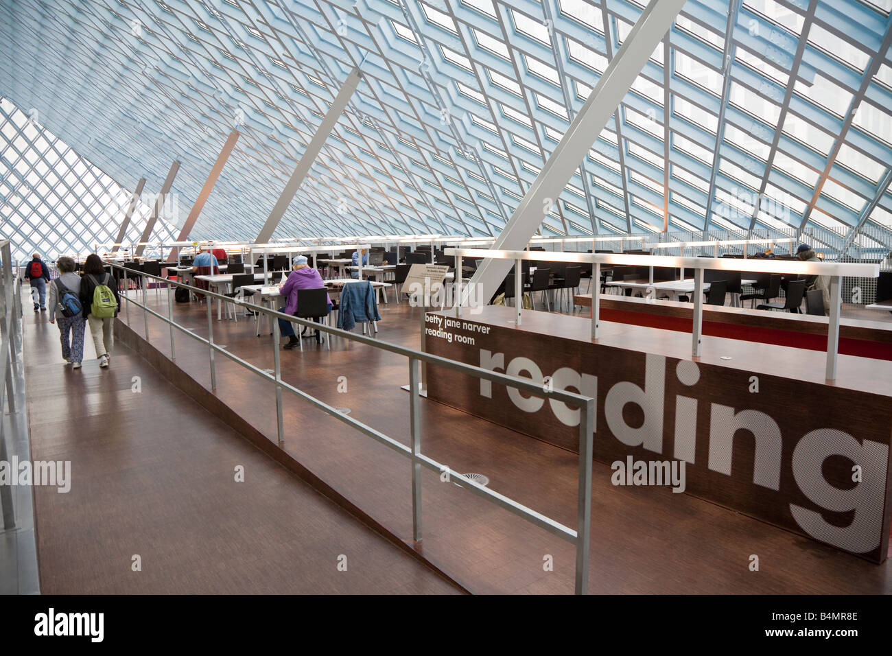Interior of Reading Room of Seattle Public Library in downtown Seattle Washington Stock Photo