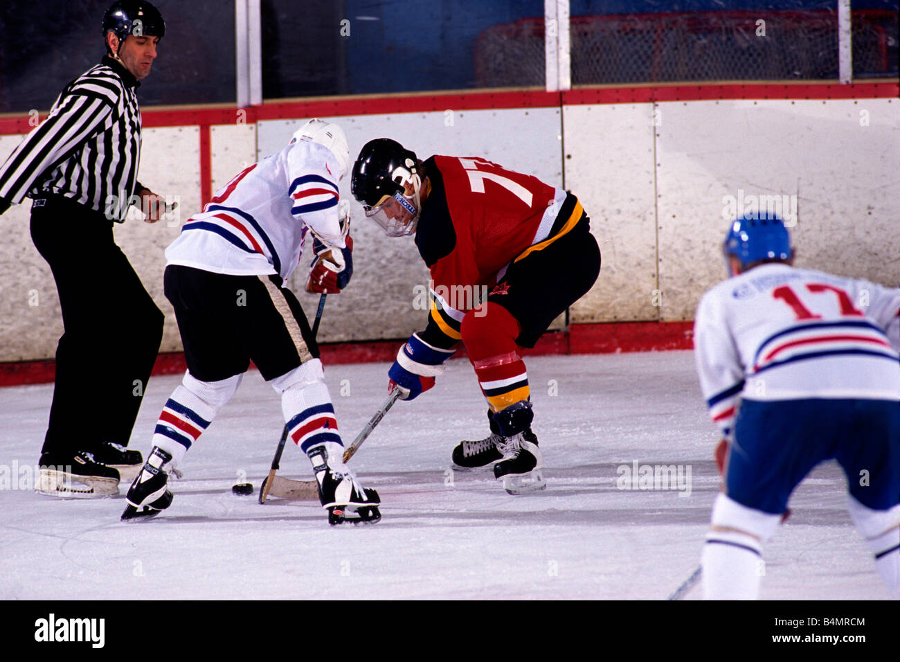 Ice Hockey face off Stock Photo