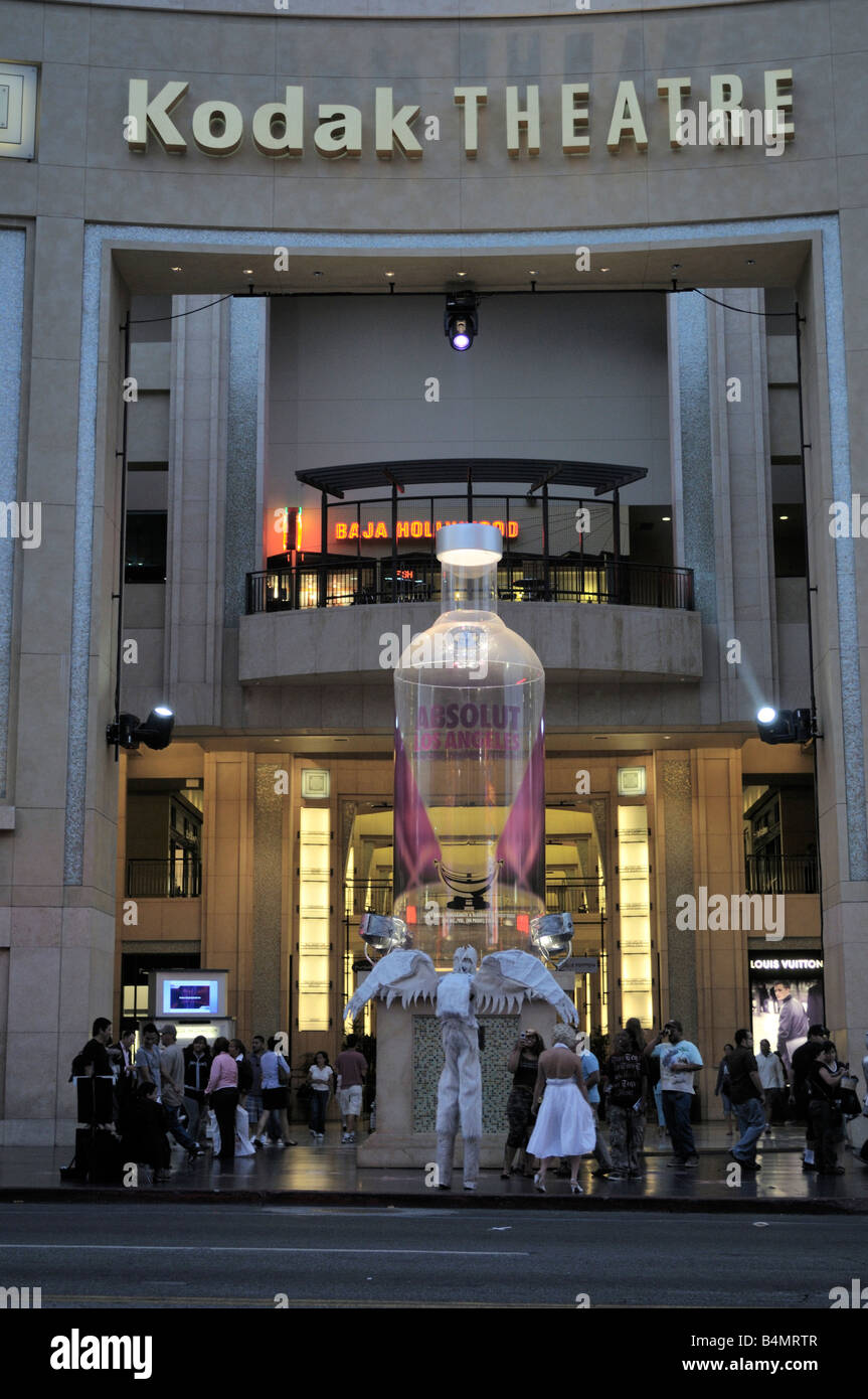Huge Absolut Los Angeles vodka bottle outside the Kodak Theatre on Hollywood Boulevard, Los Angeles Stock Photo