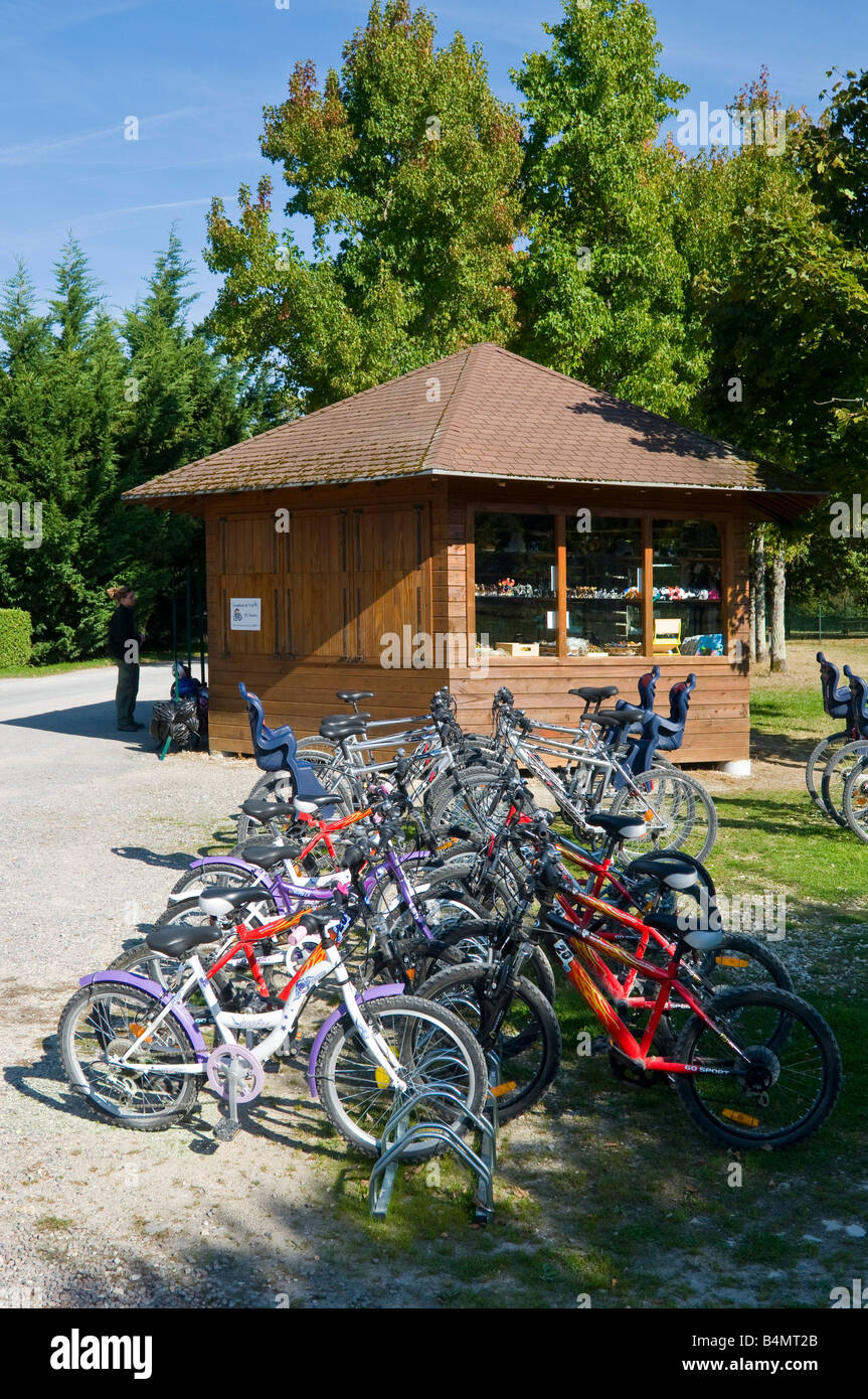 Bicycle hire center at La HauteTouche zoo, Indre, France Stock Photo