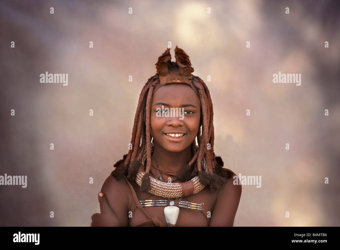 Namibia near Opuwo Himba tribe Woman. Portrait. Stock Photo