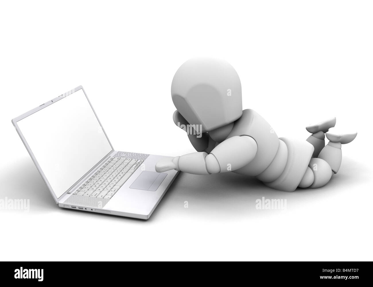 3D render of someone working on a laptop Stock Photo