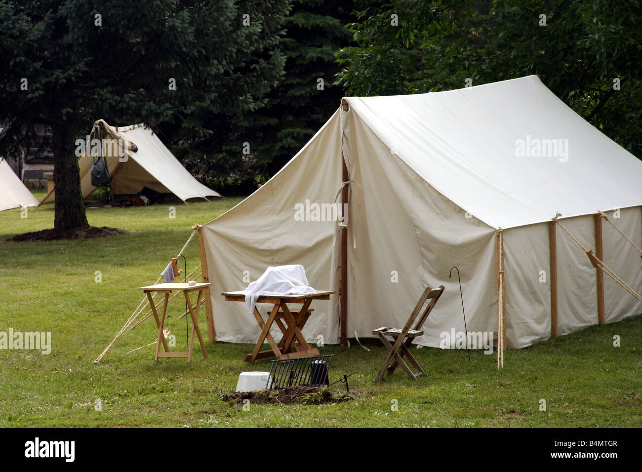 Civil War Encampment Campsite 1860s setting Stock Photo