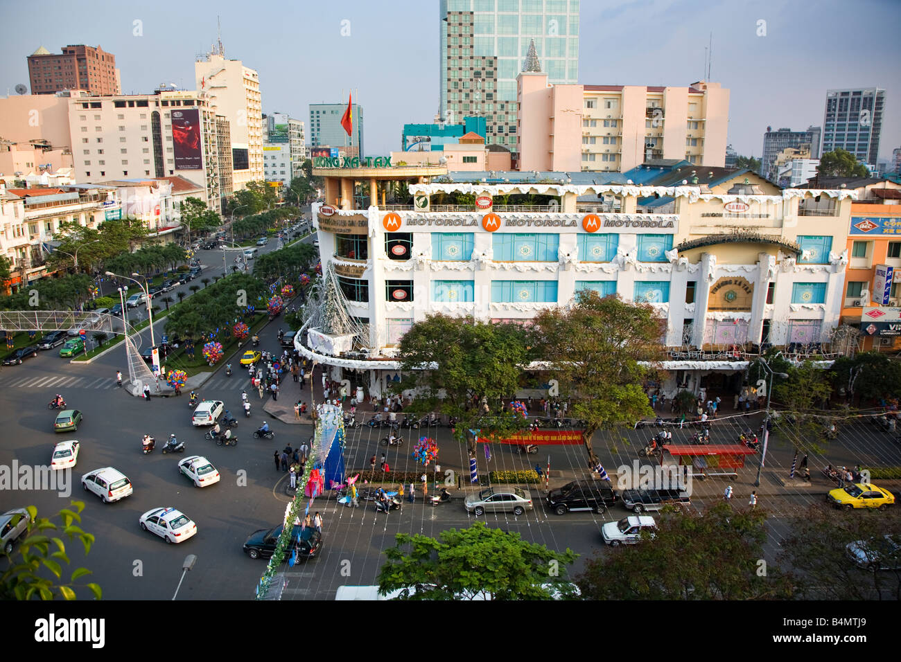 Bird eyes view of most popular corner in Ho Chi Minh City (Saigon) Stock Photo