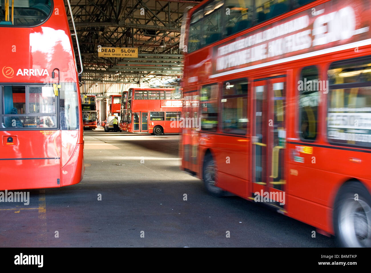Inside London Bus Garage Stock Photos Inside London Bus Garage