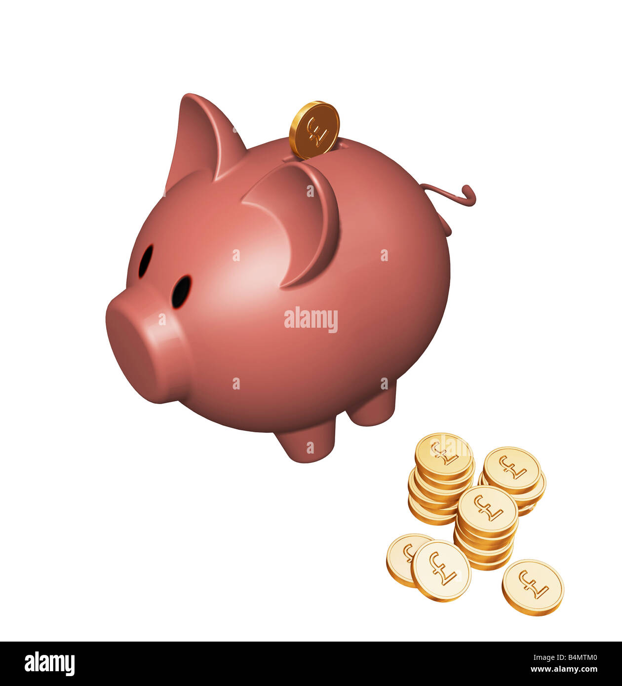 3D render of a piggy bank with pound coins Stock Photo - Alamy