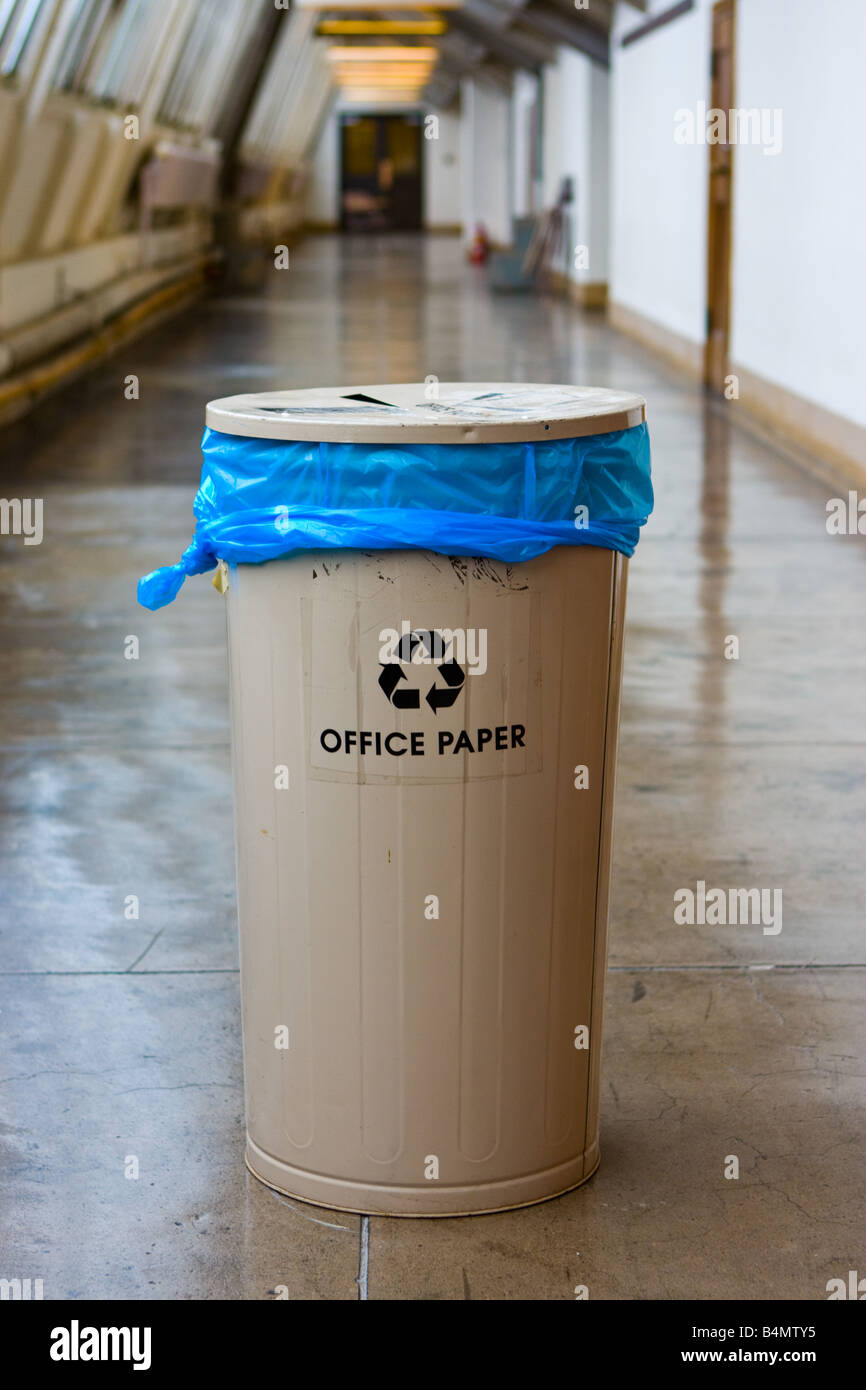 A office paper recycling can Stock Photo