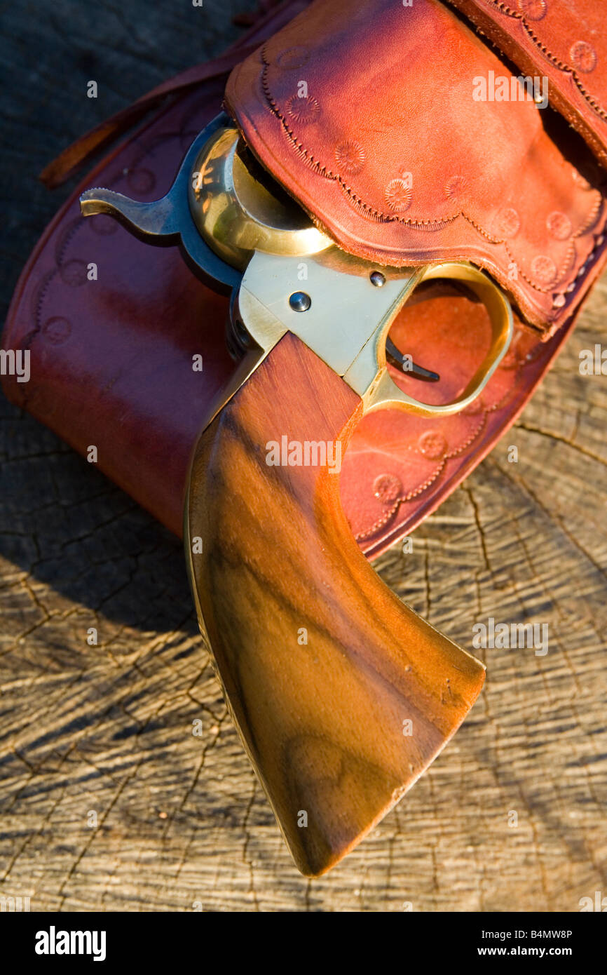 A close up of an American Civil War colt Black Powder handgun. Stock Photo