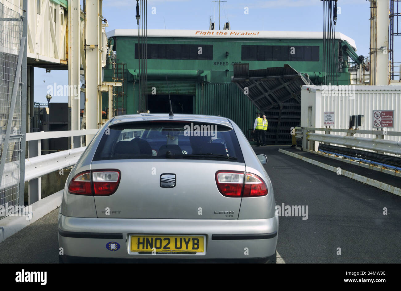 Boarding Speedferries cross channel ferry to France at Dover Hoverport Terminal Kent UK Stock Photo