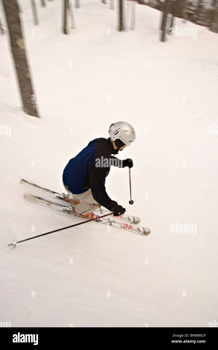 An alpine skier skis the extreme backcountry section of Mount Bohemia
