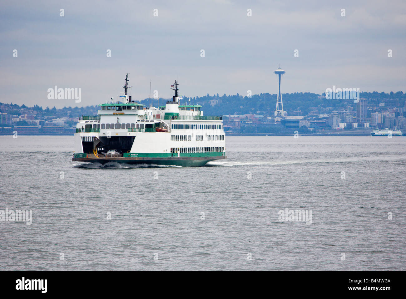 Car ferry in Elliot Bay off the coast of Seattle Washington Stock Photo