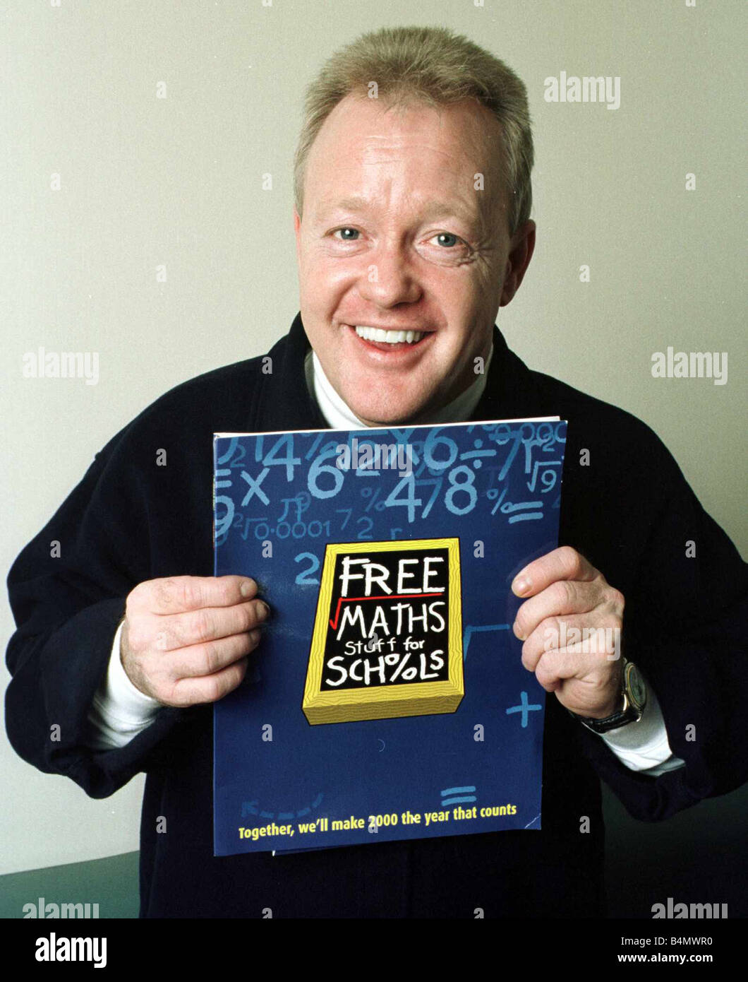 Keith Chegwin February 2000 TV Presenter Daily Mirror Free maths Stuff for Schools Stock Photo