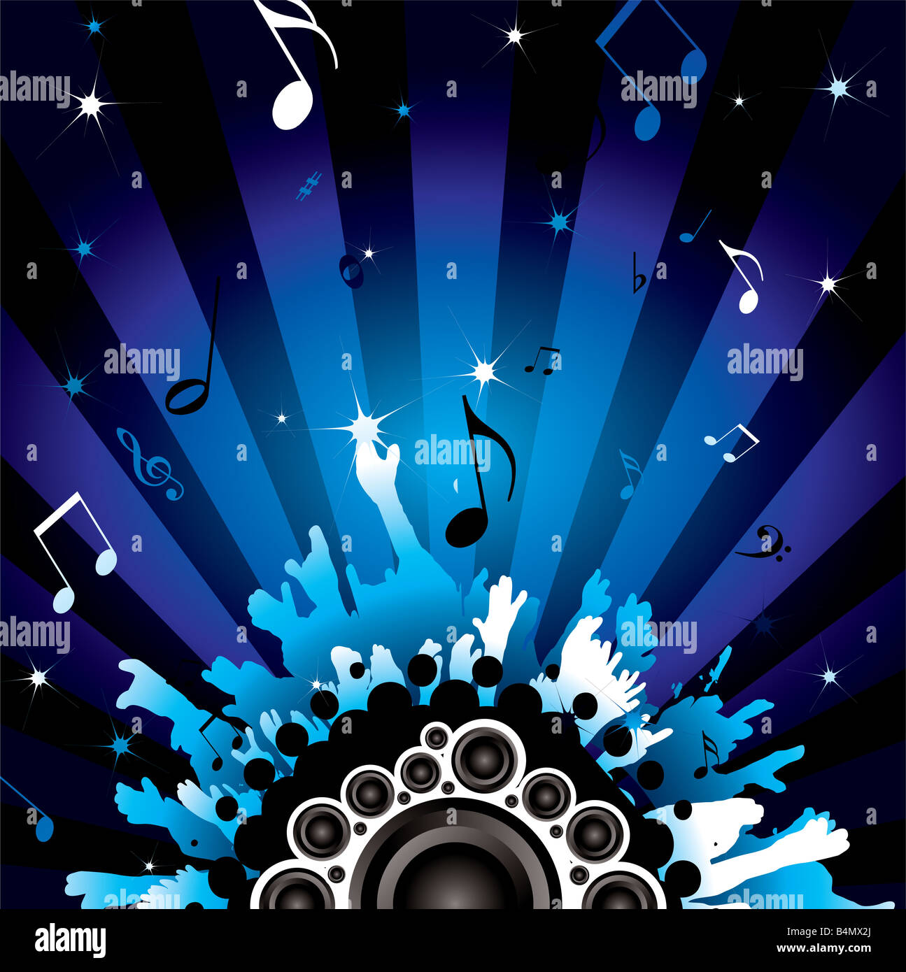 modern background with a disco theme with speakers Stock Photo