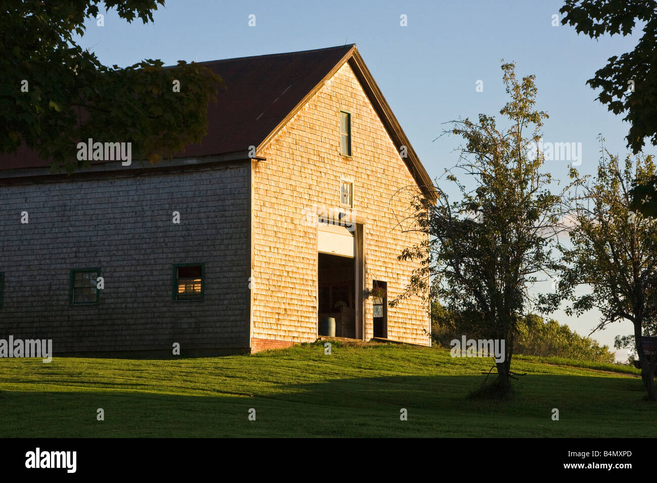 An equipment barn at a dairy farm in West Newbury Massachusetts on an
