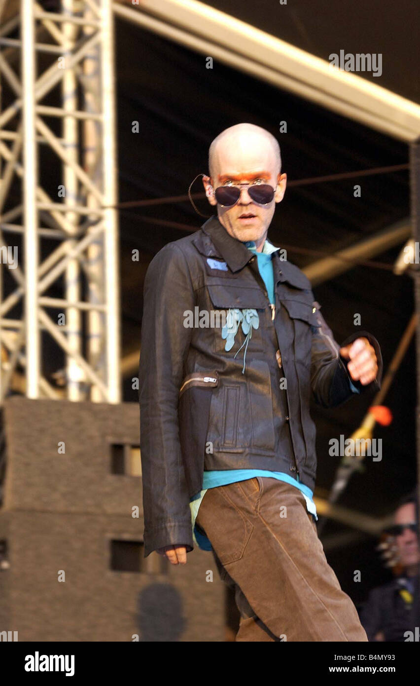 Michael Stipe onstage at T In The Park July 2003 REM pop singer Stock Photo