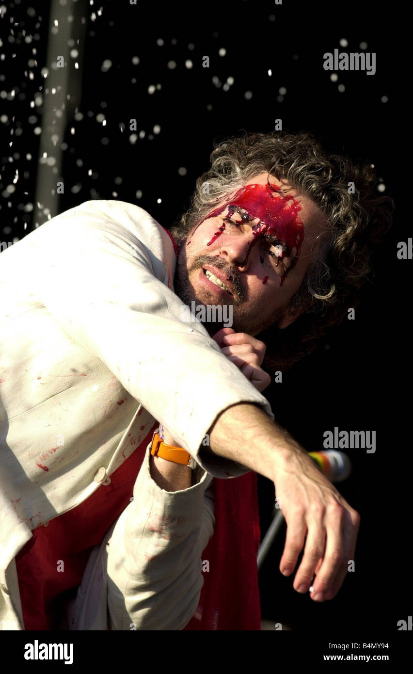 Wayne Coyne onstage at T In The Park July 2003 The Flaming Lips pop singer Stock Photo