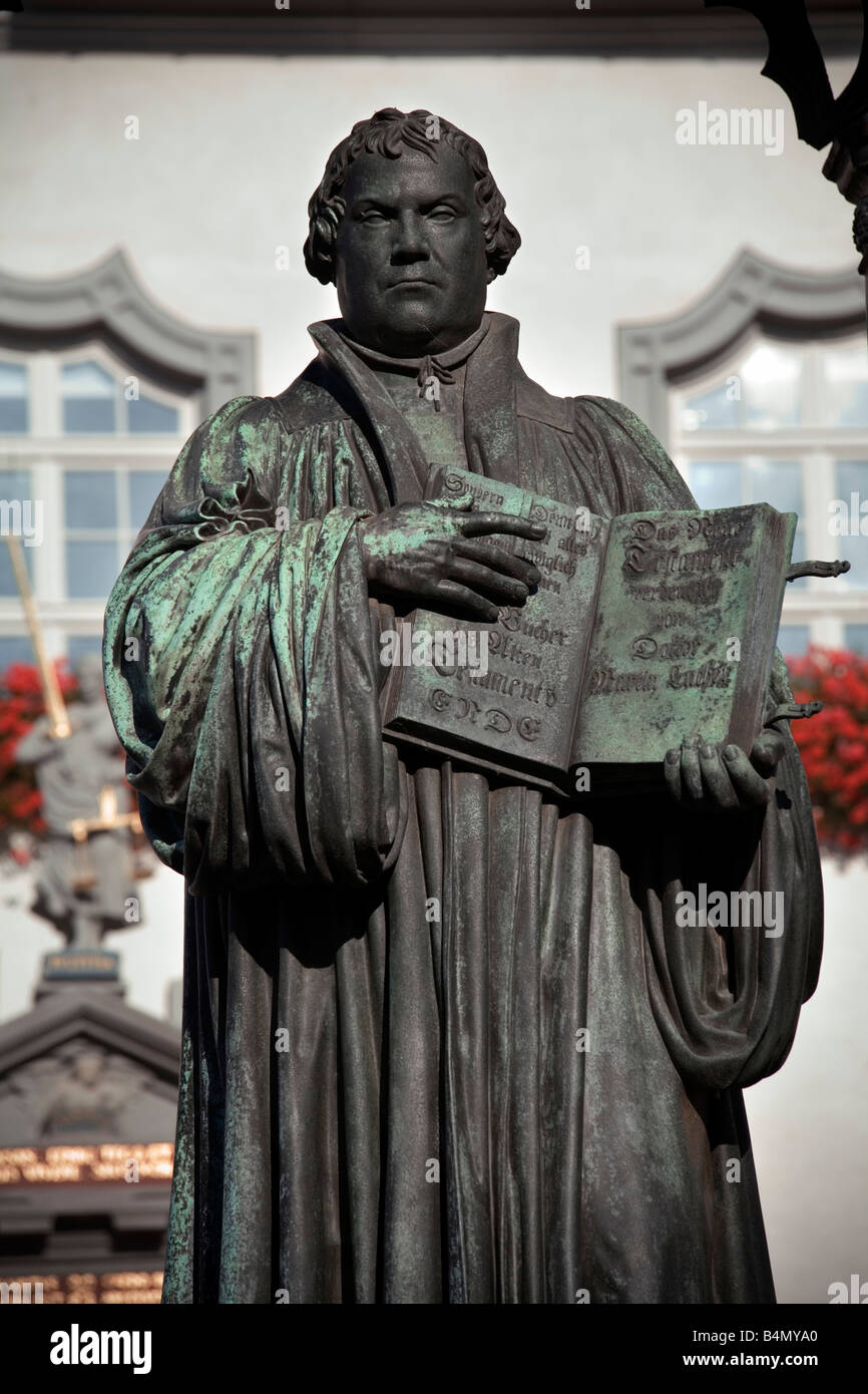Martin Luther statue in the center of Wittenberg, Germany Stock Photo ...