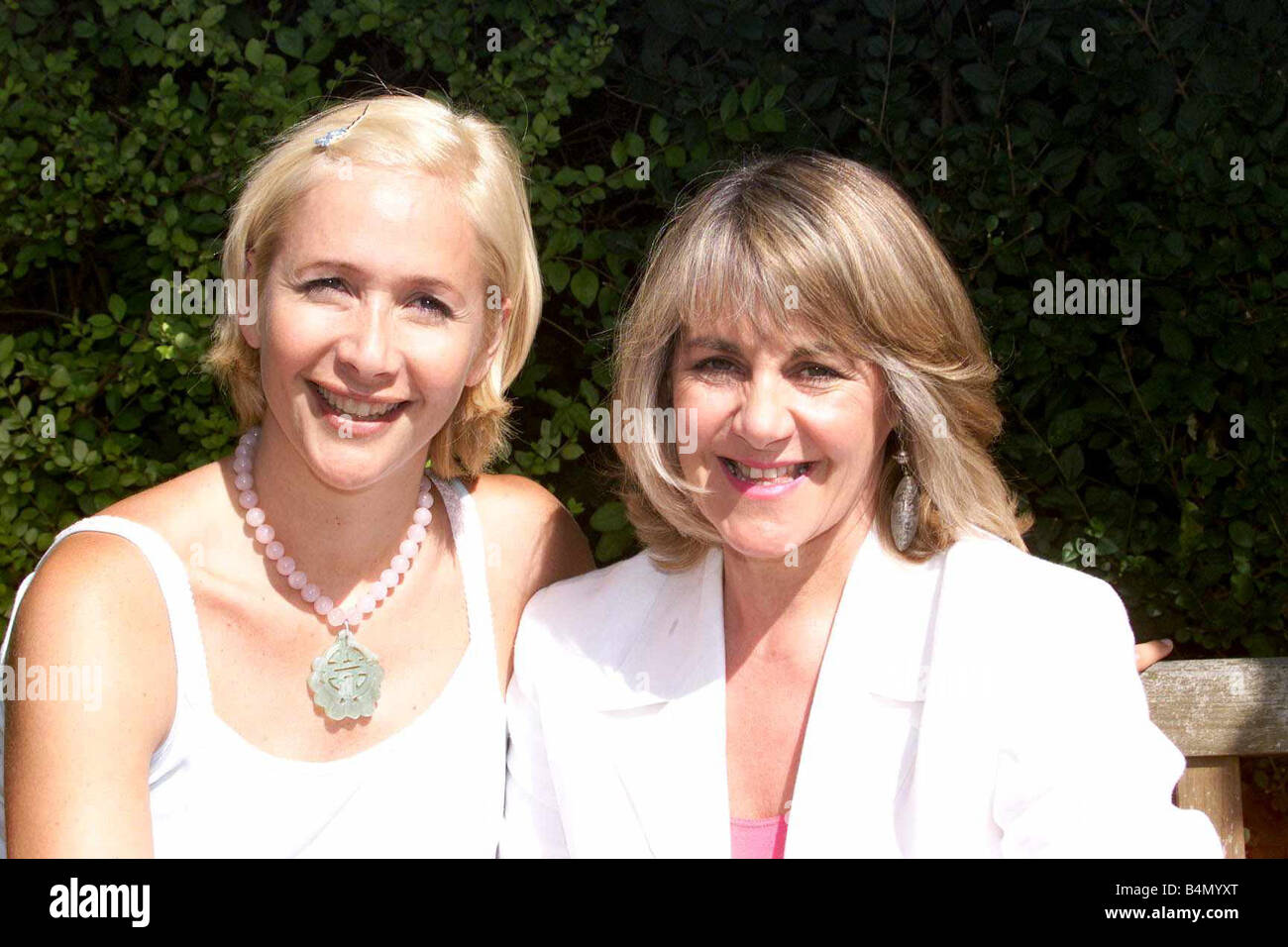 Tania Bryer TV Presenter July 1999 Pictured with Nina Myskow Mirror Staff Journalist at home in London Stock Photo