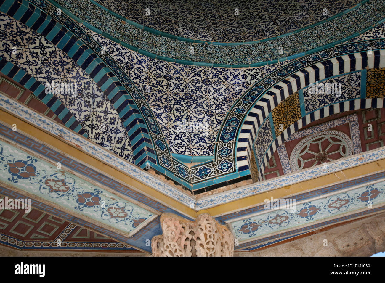 The Mosaic Interior Cupola Of The Dome Of The Rock On Temple