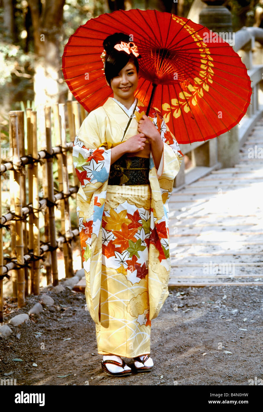 Japanese Girl with umbrella on Coming of Age Day Seijin no Hi MODEL