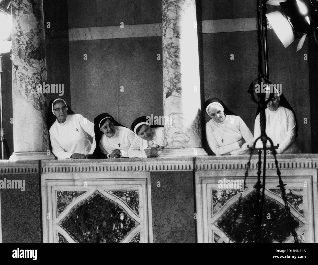 Pope John Paul II visits Britain May 1982 Nuns look down from a balcony