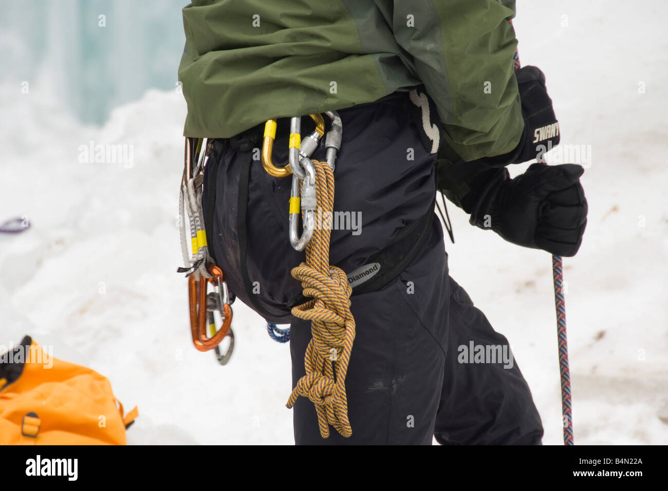 Ice climbing during Michigan Ice Fest at Pictured Rocks National