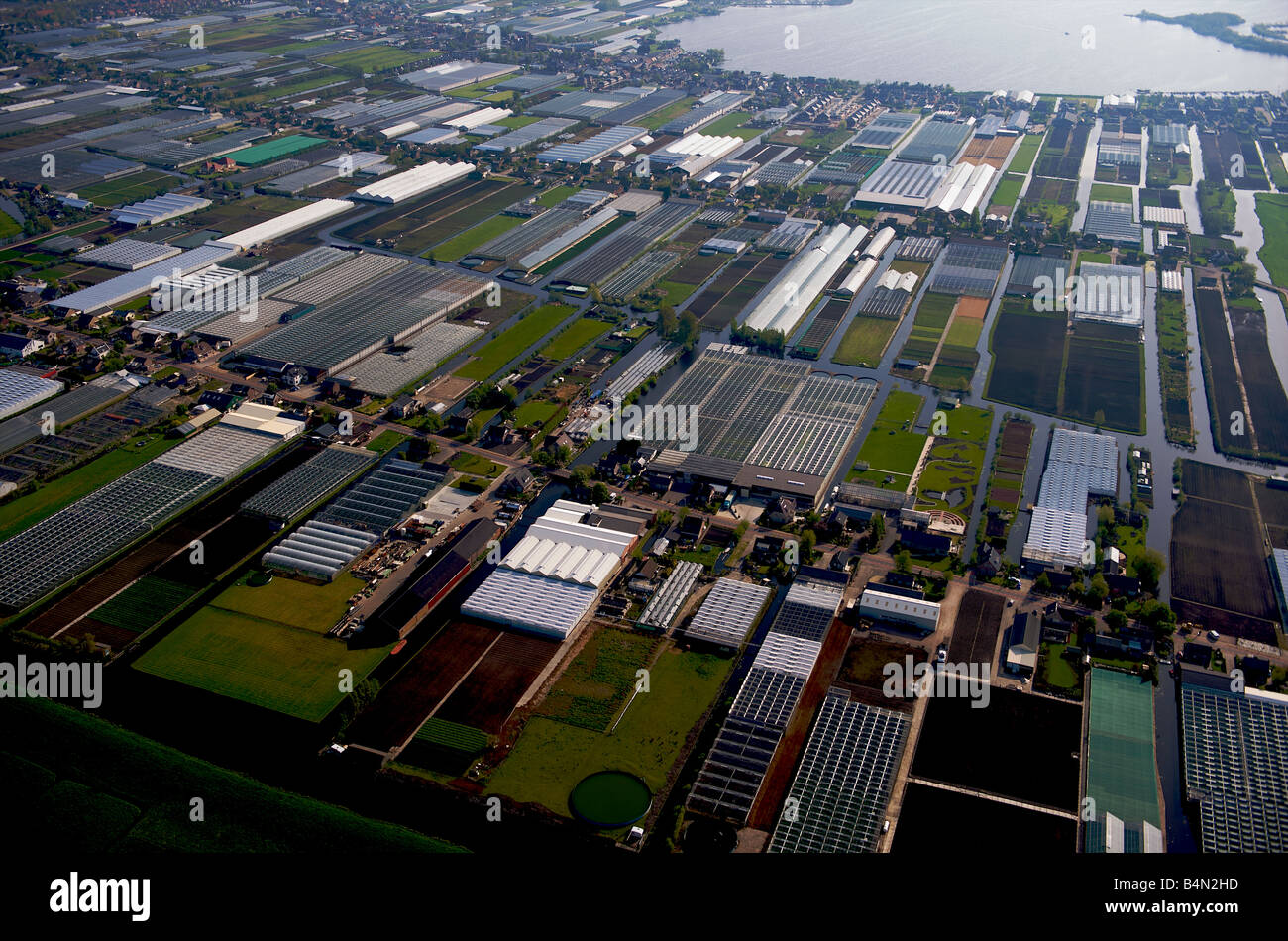 Holland aerial view of greenhouses Stock Photo Alamy
