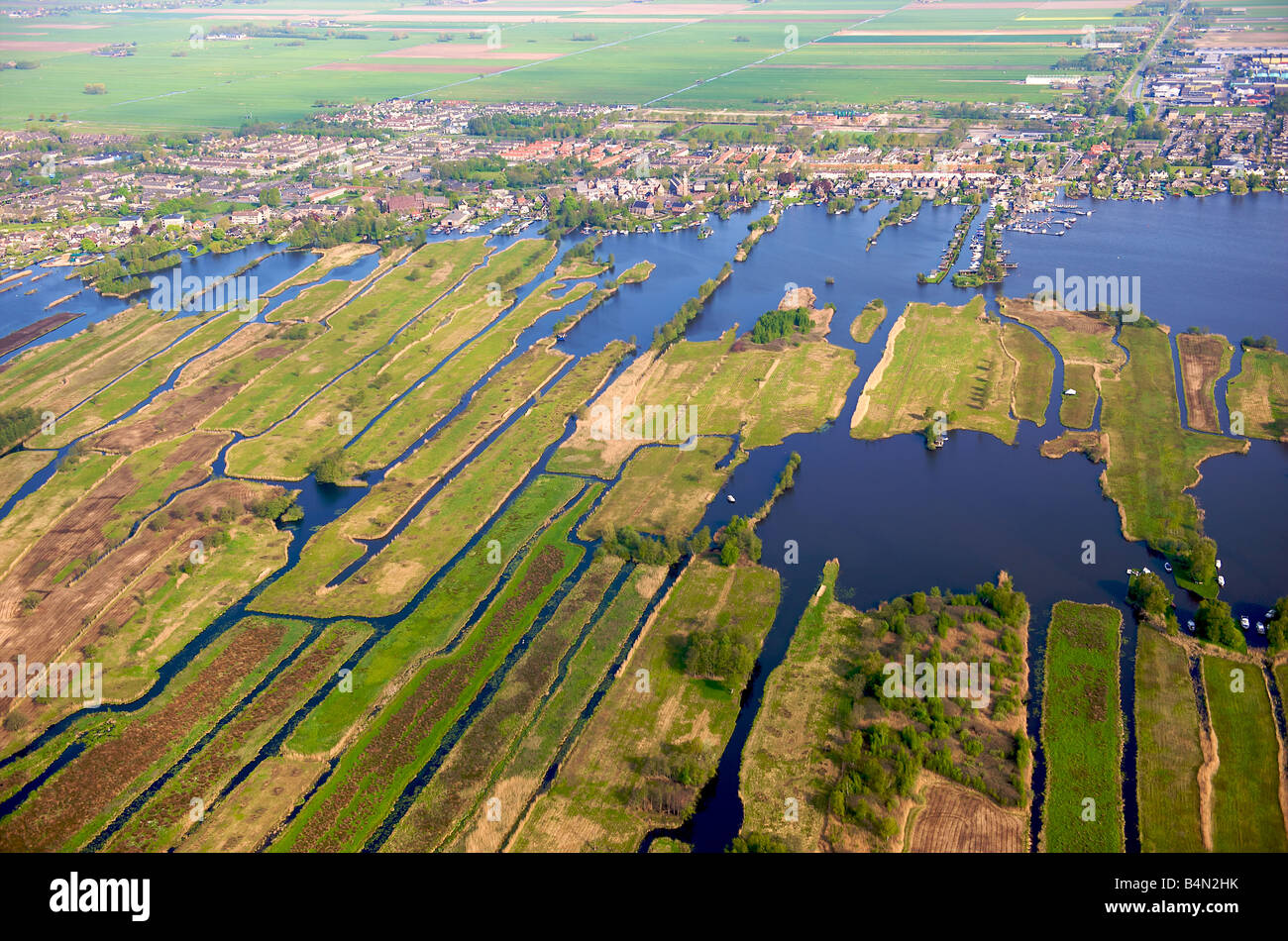 Holland aerial view of the Nieuwkoopse Plassen Stock Photo