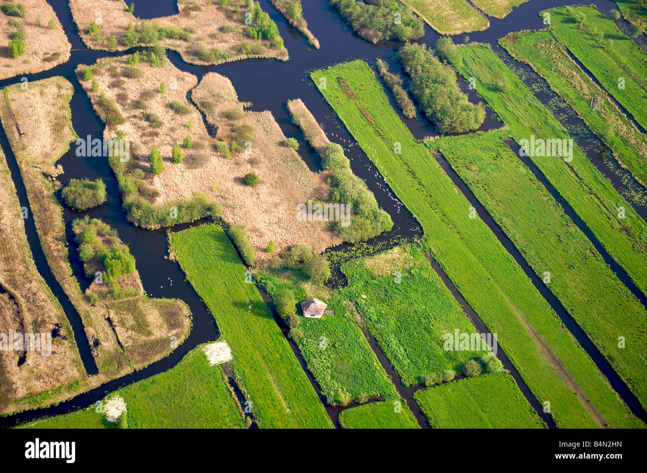 Holland aerial view of the Nieuwkoopse Plassen Stock Photo
