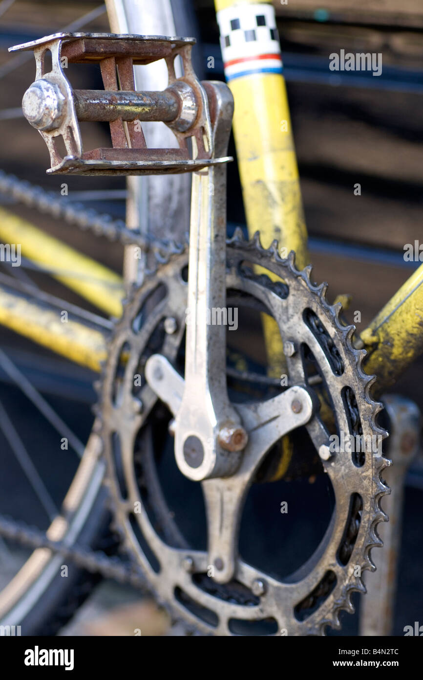 Bicycle peddle chain and sprockets Stock Photo