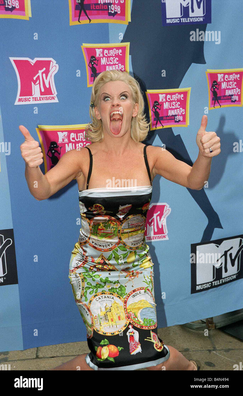 Jenny McCarthy Model TV Presenter October 1998 At the MTV Europe Music Awards 1998 were she will be presenting the show Stock Photo