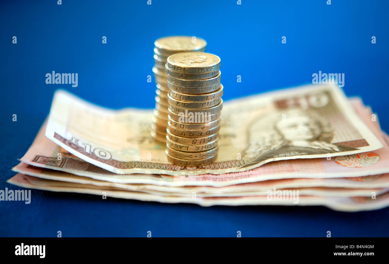 British coins and notes Stock Photo