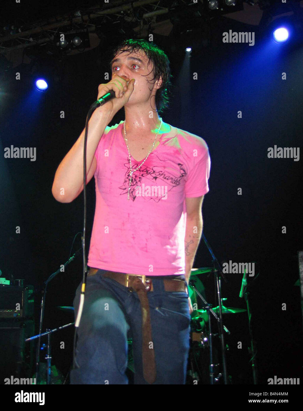 Ex Libertines front man Peter Doherty performing last at London s Children of the Tsunami gig at the Garage London January 2005 Stock Photo