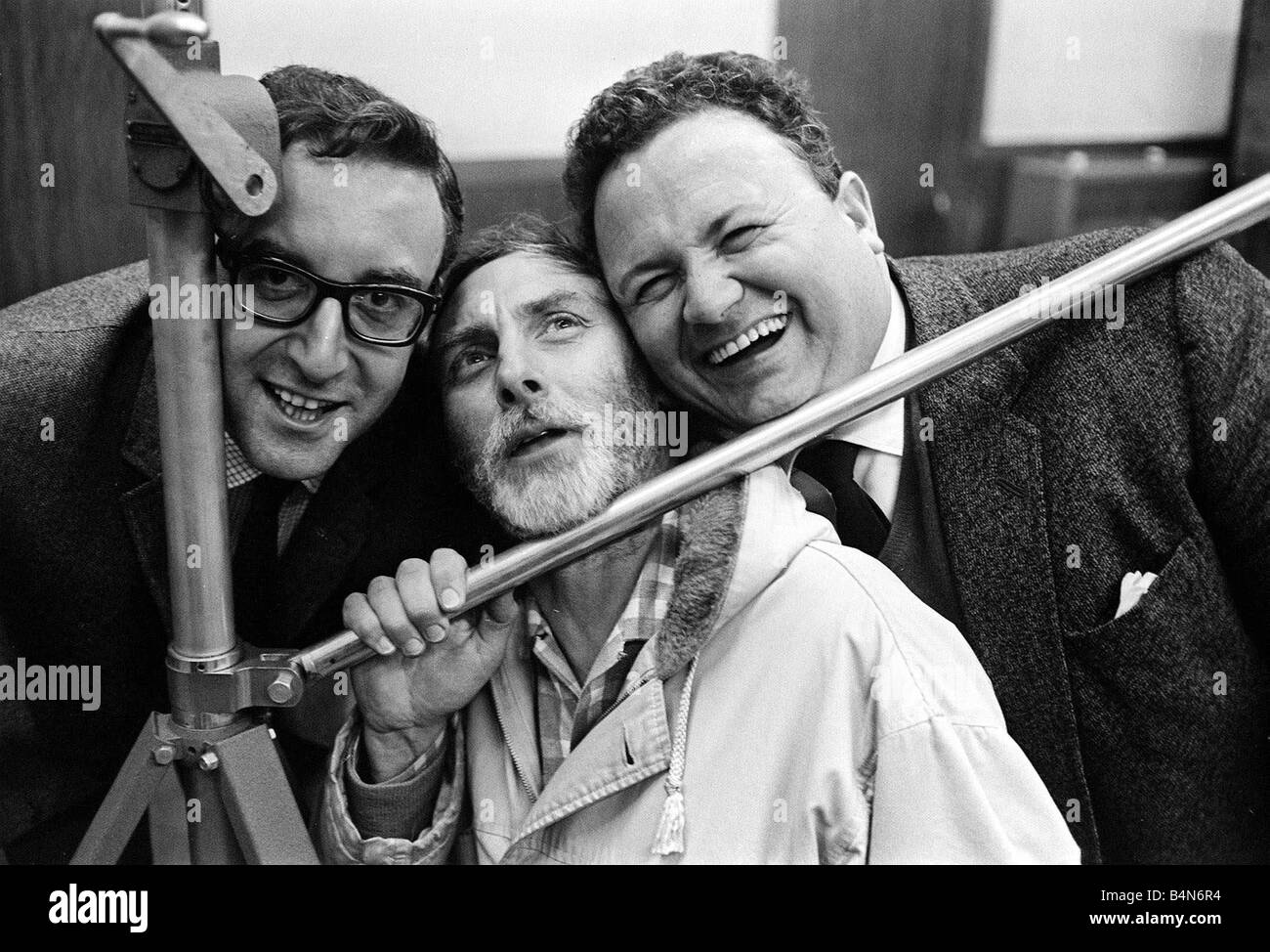 Spike Milligan with Harry and Peter Sellers rehearsing for the