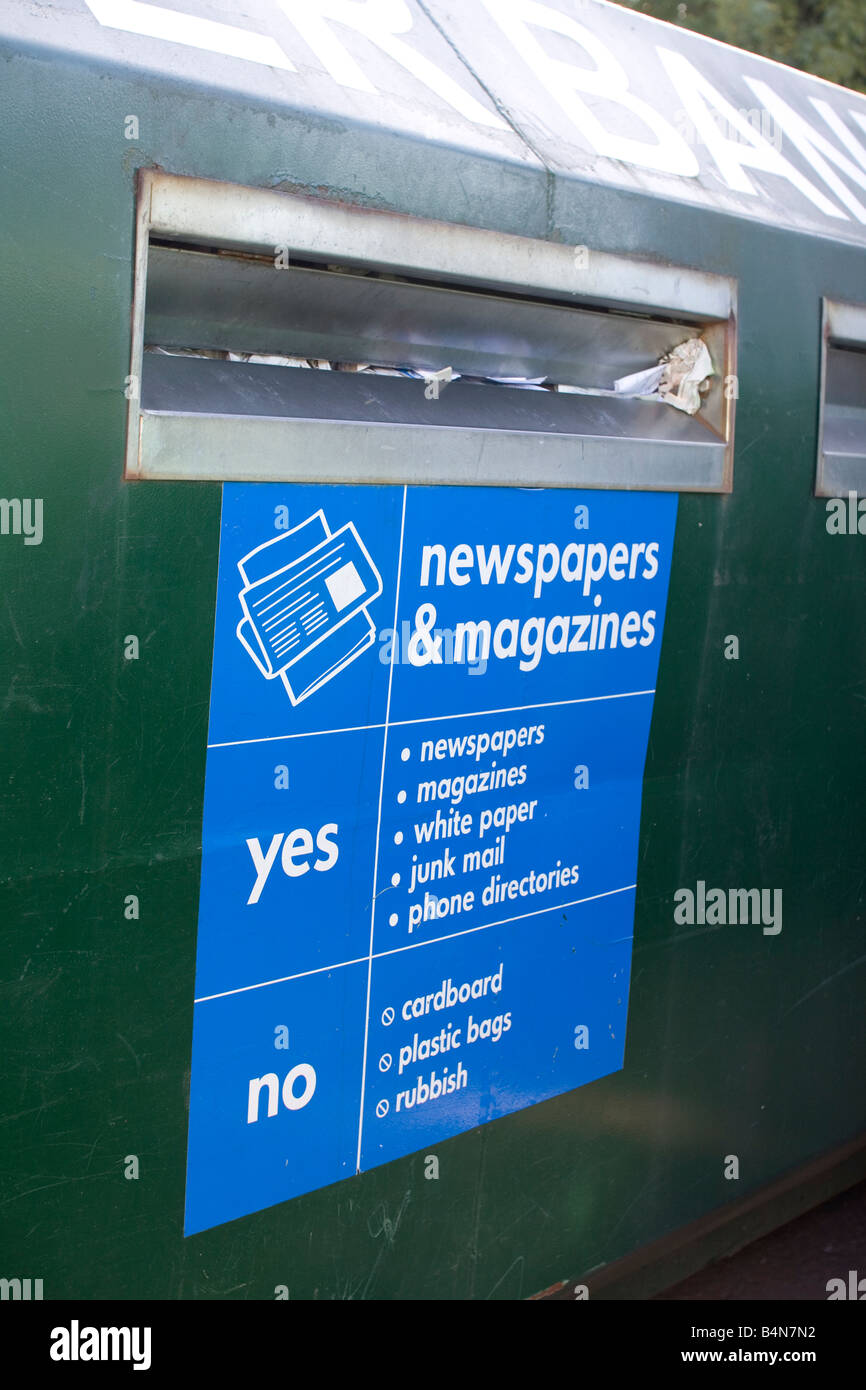 Newspapers and magazines recycling bins Stock Photo Alamy