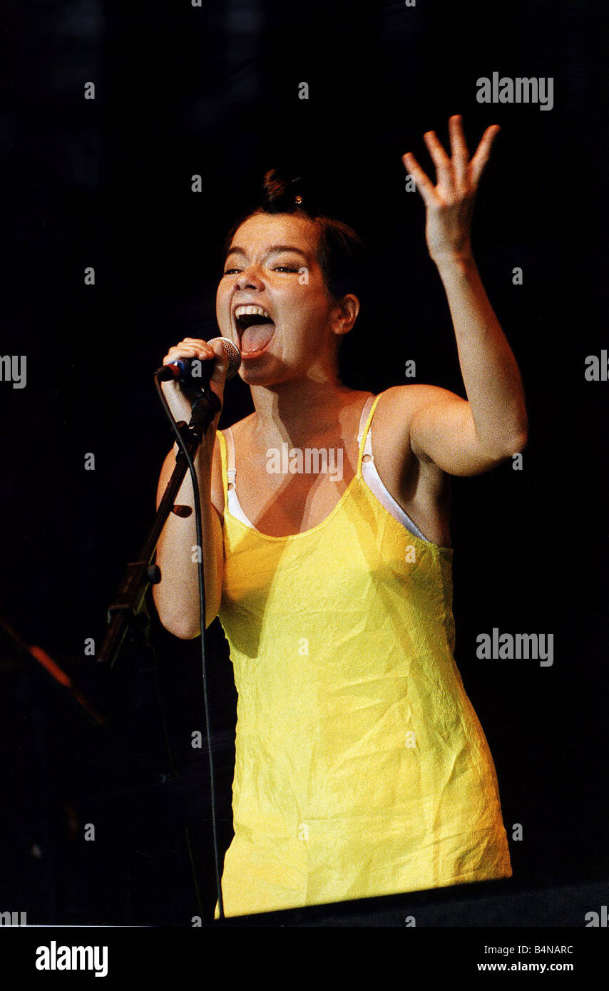 Bjork the singer from Iceland on stage at T In The Park music Stock Photo