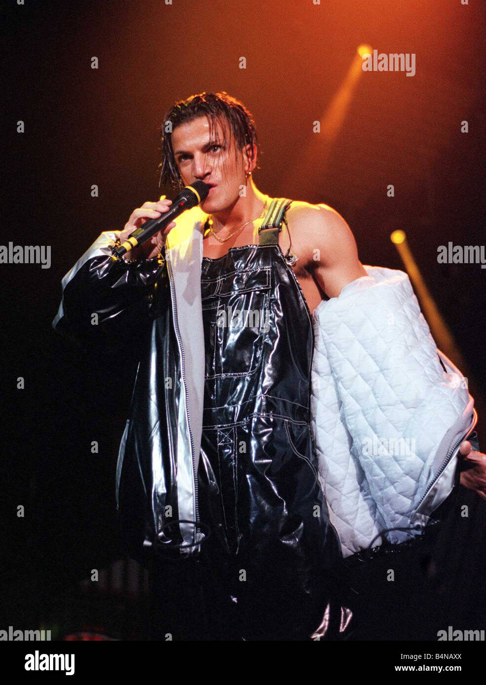Pop star Peter Andre on stage at Concert Hall in Glasgow circa 1997