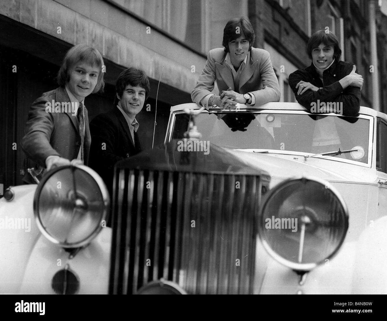 The Bee Gees pop group 1967 Barry Gibb Maurice Gibb Colin Petersen and Vince Melouney Local Caption retromusic Stock Photo