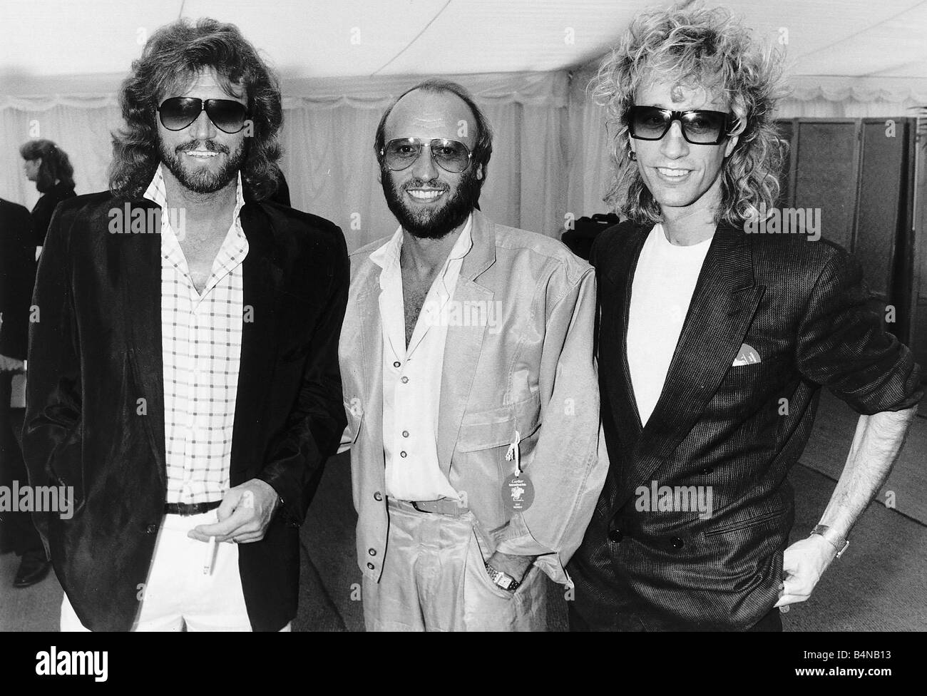 The Bee Gees pop group 1986 Barry Gibb Maurice Gibb Robin Gibb Stock Photo