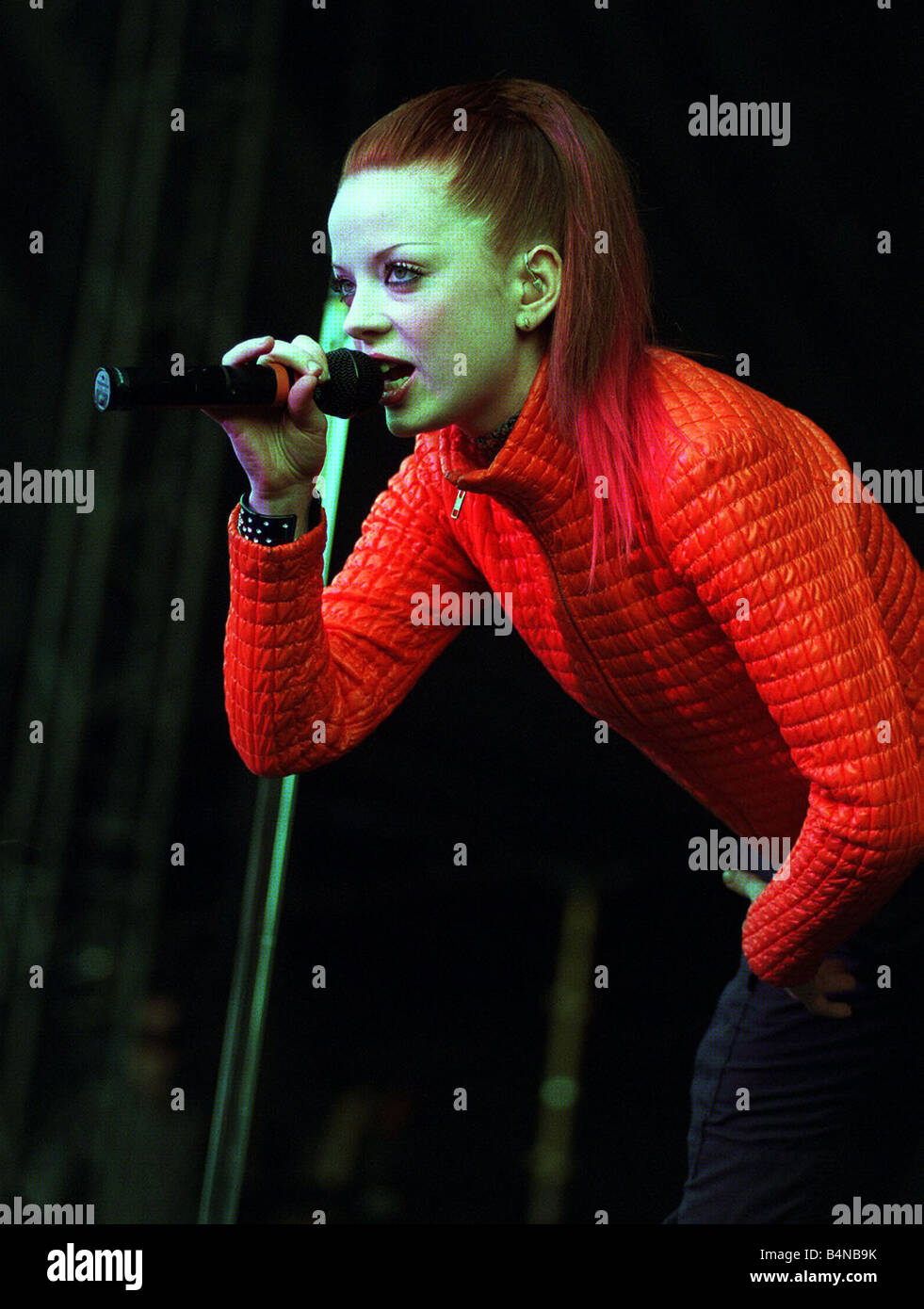 Shirley Manson Garbage July 1999 concert Princes Street Edinburgh to mark official opening of Scottish parliament party Stock Photo