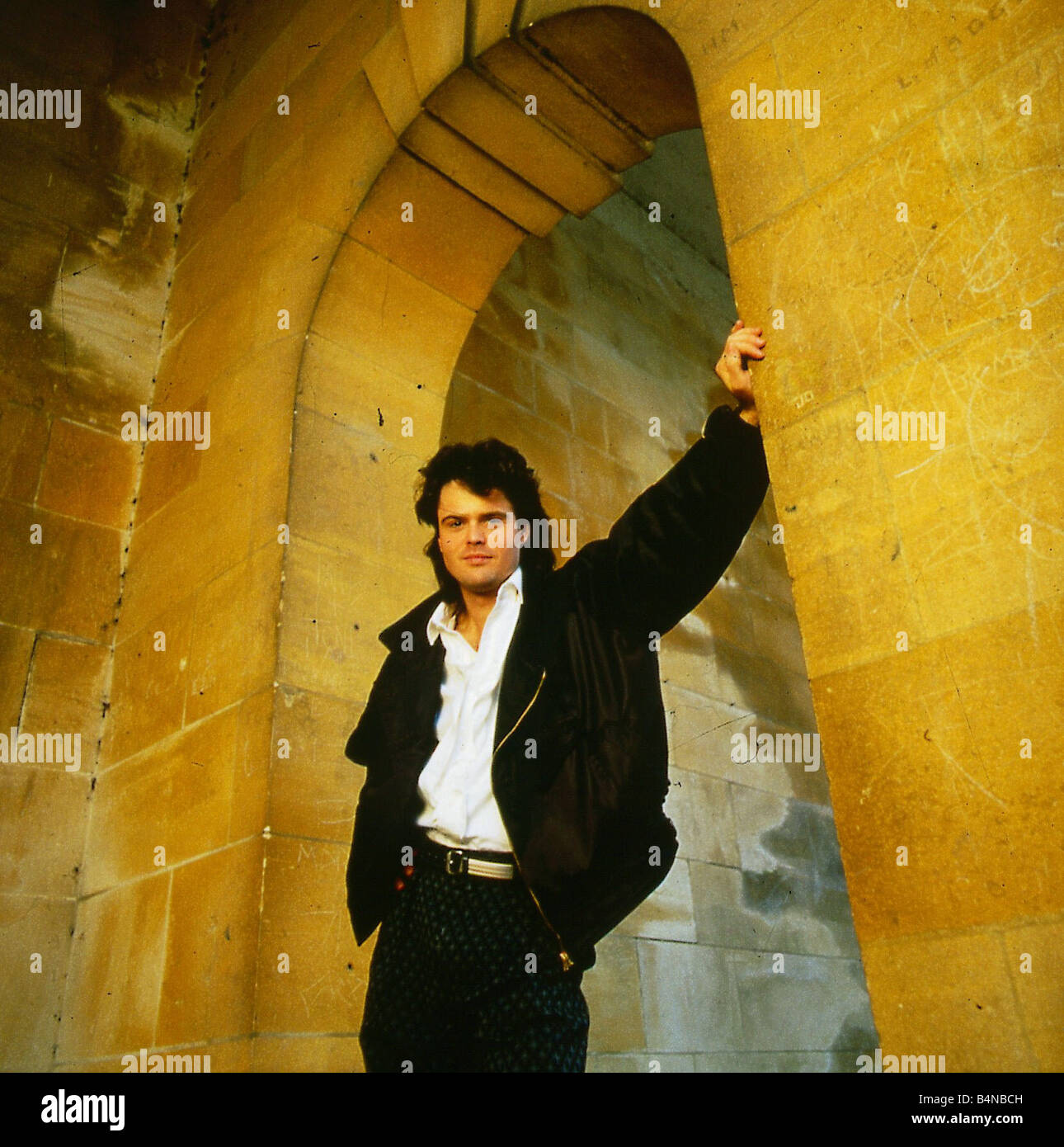 Donny Osmond singer The Osmonds pop group July 1987 standing under an