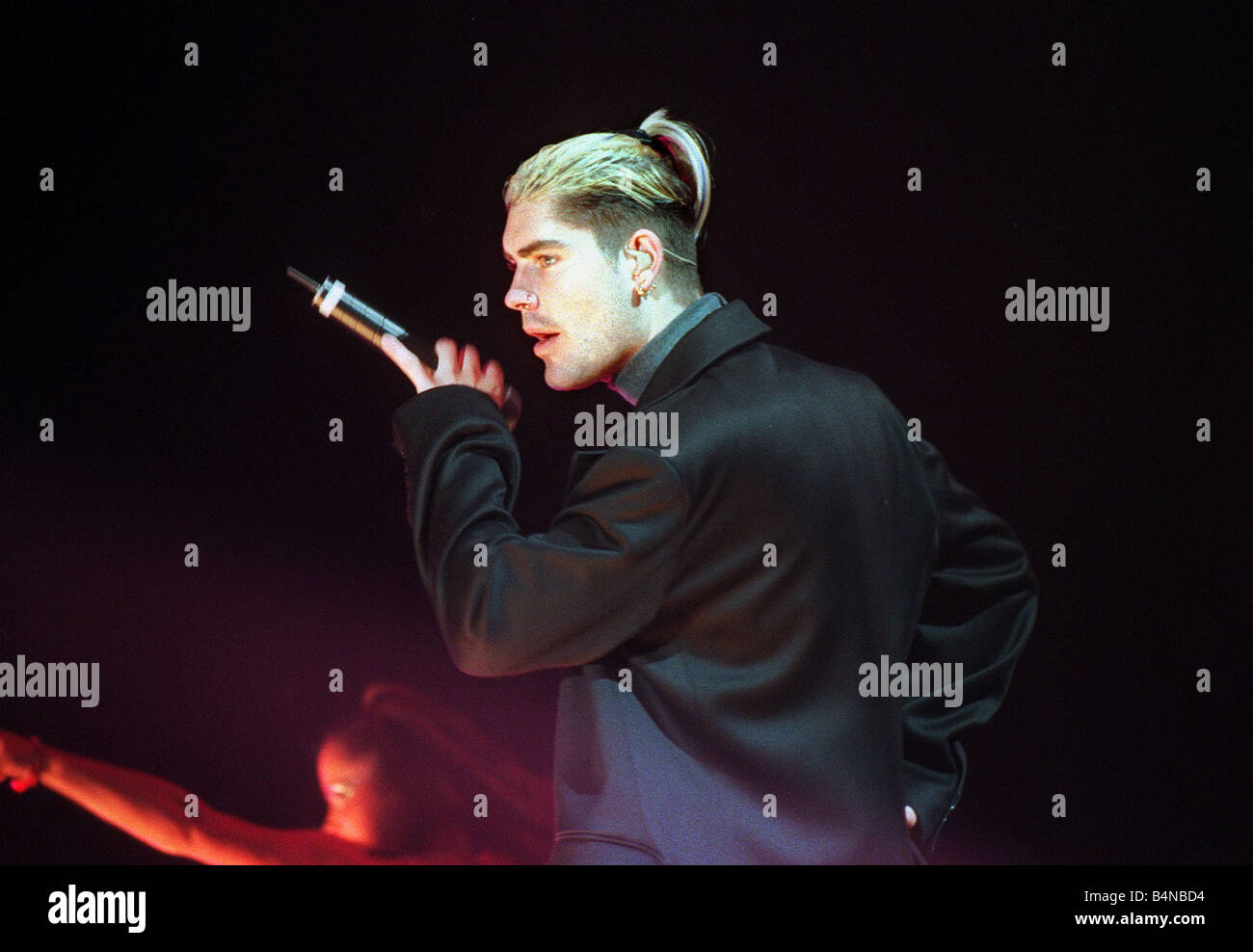 Shane Lynch of pop group Boyzone December 1999 singer singing performing at the SSEC in Glasgow Stock Photo