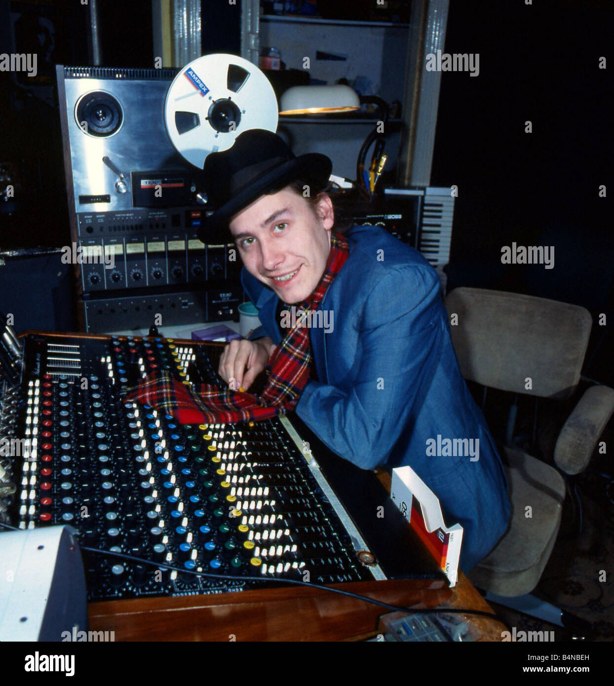 Jools Holland in recording studio April 1984 Stock Photo Alamy