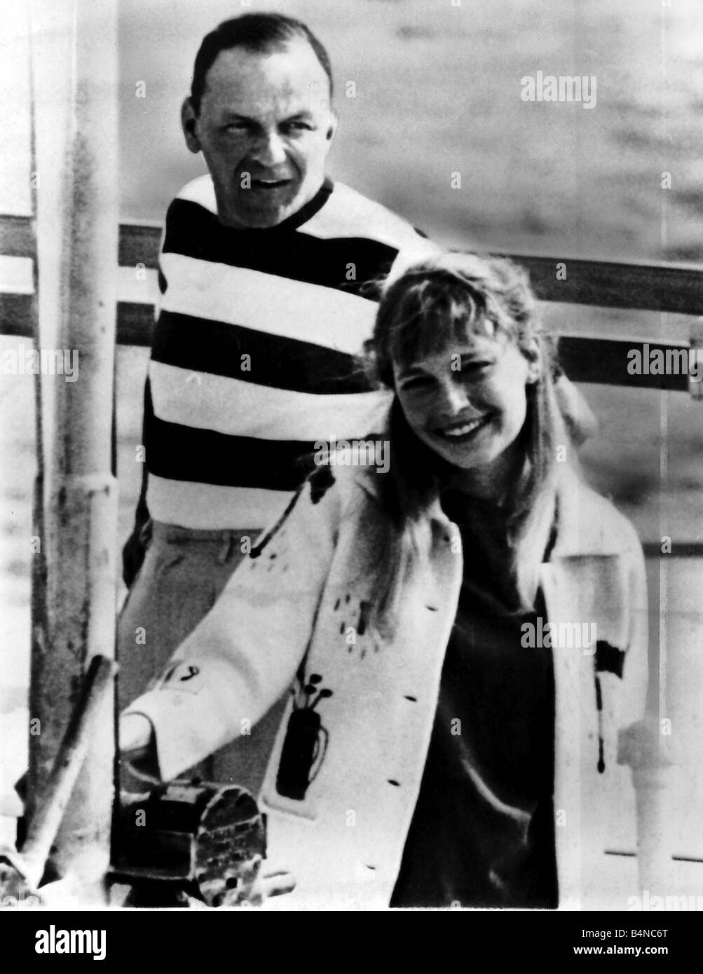 Frank Sinatra With Mia Farrow On A Boat Stock Photo Alamy