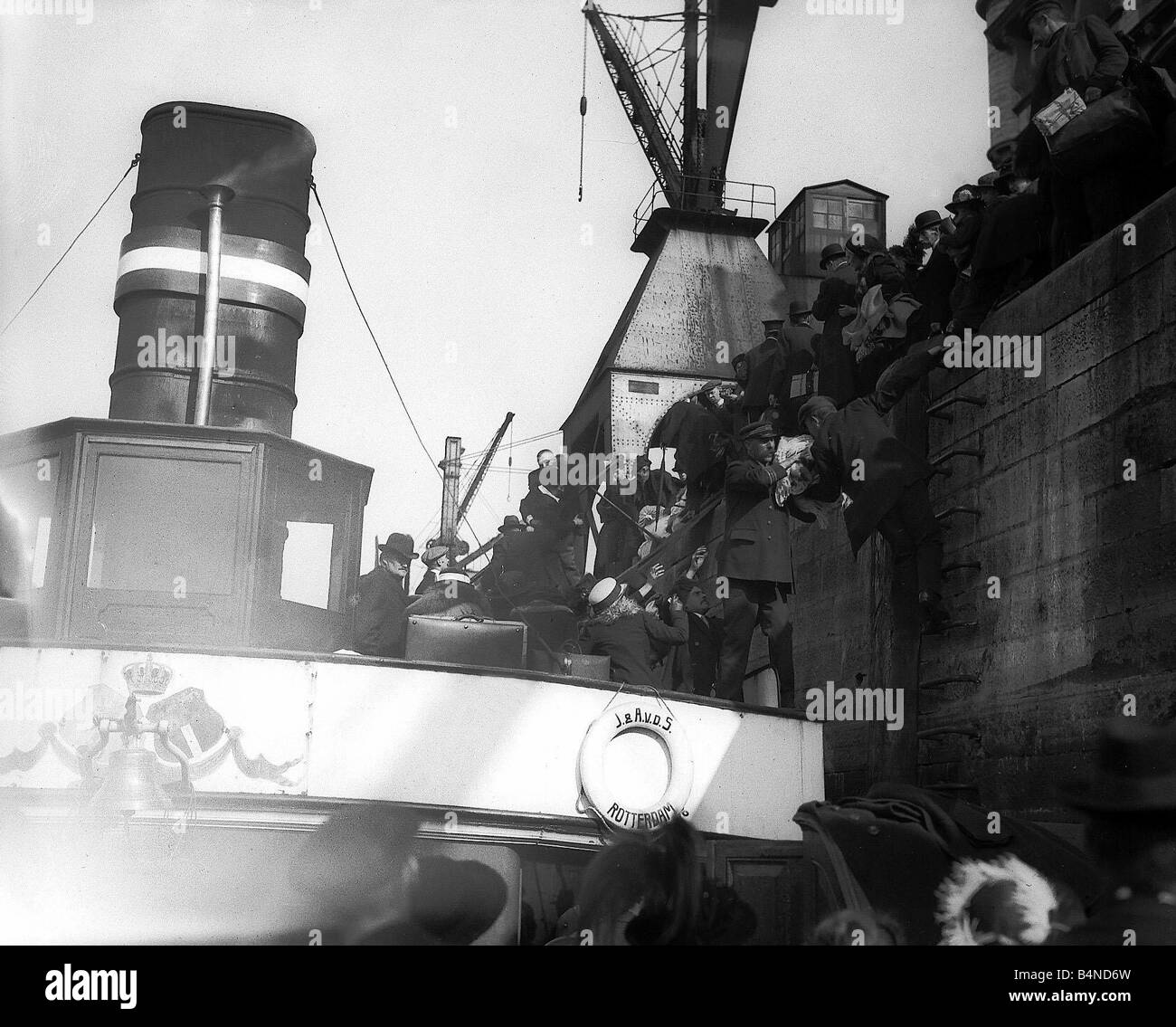 World War One Refugees Antwerp docks refugees embarking on ship Circa ...
